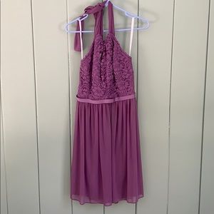 David’s Bridal Short Lace Mesh (halter)in Wisteria